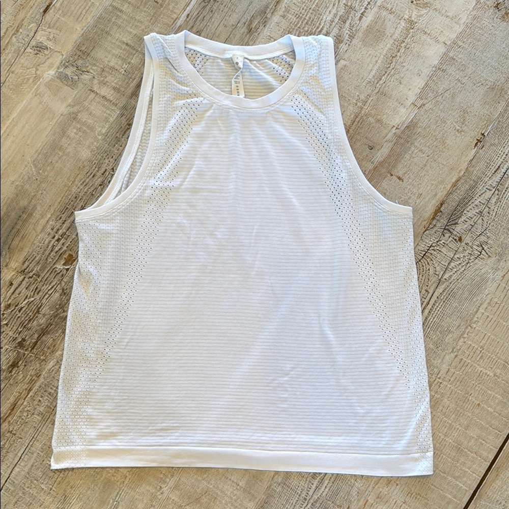 Lululemon Athletica White Sleeveless Train To Be Tank Top